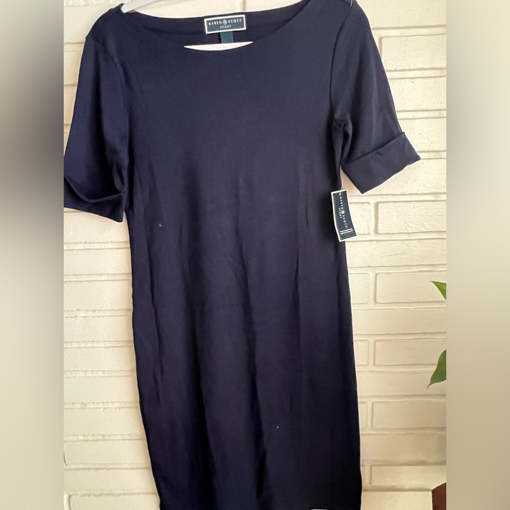 NWT Karen Scott XS Navy cotton dress.